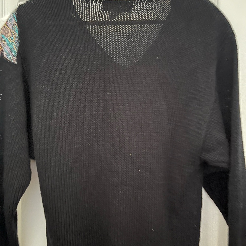 Vintage Nannell  Black V-Neck Sweater with Embellished Design Size S/M - Picture 5 of 7
